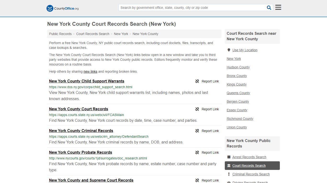 New York County Court Records Search (New York) - County Office